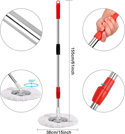 360° Spin Mop and Bucket Set with Stainless Steel Wringer